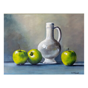 Green Apples - Original Still Life Painting by South African artist Juanita Hackart